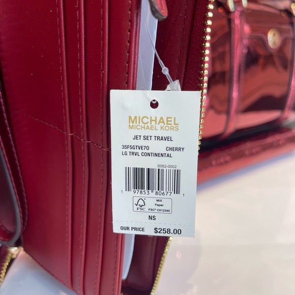 MICHAEL KORS Jet Set Lg Metallic Logo Debossed Continental Wallet Wristlet Phone - Picture 6 of 16